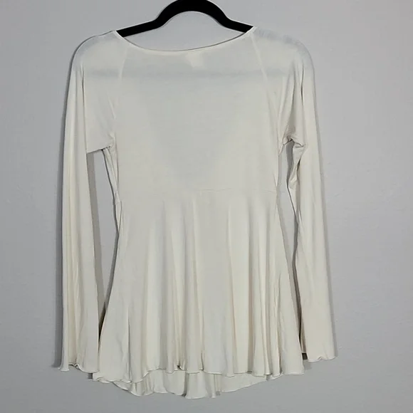 Y2K Fredericks Of Hollywood Babydoll Long Sleeve Top Size S White VNeck Fitted - Picture 8 of 12